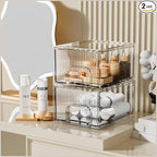 ZHIAI 2 Pack Clear Stackable Cosmetic Organizer, Acrylic Drawer, Plastic Organizer for Dresser, Vanity, Kitchen Cabinet, Pantry, Home Organization and Storage
