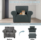 LURKA Stretch Chair Sofa Slipcovers 1 Piece Couch Covers for Sofa Furniture Protector Full Sofa Covers with Elastic Bottom for Kids and Dog (Small, Grey)