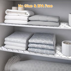 Shelf and Drawer Liner for Kitchen Cabinets Non-Adhesive, Strong Grip Non-Slip Thickened Cabinet Liners for Shelves, Waterproof Mats for Dresser Cupboard, White/Gray, 17 in x 10 Feet