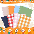NatNarr 6 Pack Orange Gingham Tablecloth, 54 X 108Inch Plastic Orange Checkered Table Cloth Disposable Scalloped Tablecloths Waterproof Plaid Table Cover for Picnic Wedding Birthday Outdoors Party