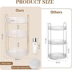 Rotating Makeup Organizer for Vanity, 3 Tier Perfume Skincare Storage for Women, Bathroom Counter Organizer, 360° Spinning Cosmetic Holder for Dresser Countertop, Clear