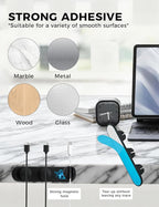 Magnetic Silicone Cable Clips with No-Residue Strong Adhesive – Desk, Under-Desk, Nightstand, Wall, Car, Office & Home Cord Organizer for Cable Management - Black