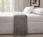 Valea Home Bed Skirt with Stitch on White Dust Ruffle with Split Corner, Durable Elegant Luxury Queen 14-inch Drop