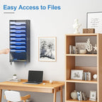 OUTWOLF 10 Tier Hanging Wall File Organizer Wall Mount Paper Document Folder Holder with Hooks for Home Office Organization