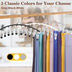 4 Pack Legging Organizer for Closet, Metal Gym Clothes Organizer w/40 Clips Holds 40 Leggings, Scarf Hangers Space Saving, Closet Organizers and Storage, Room Organization Essentials, Grey