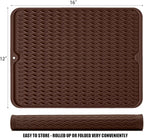 Silicone Dish Drying Mat, Non-Slip Easy Clean Sink Mat Large Heat-resistant Dish Drainer Mat for Kitchen Counter, Sink, Refrigerator or Drawer liner (16" x 12", COFFEE)