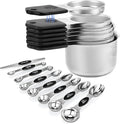Magnetic Measuring Cups and Spoons Set, N52 Magnetic spoons Nesting Design, 304 Stainless Steel measuring cups, BPA Free, Dual-sided Design Set of 15 with Leveler for Dry & Liquid Ingredients Black