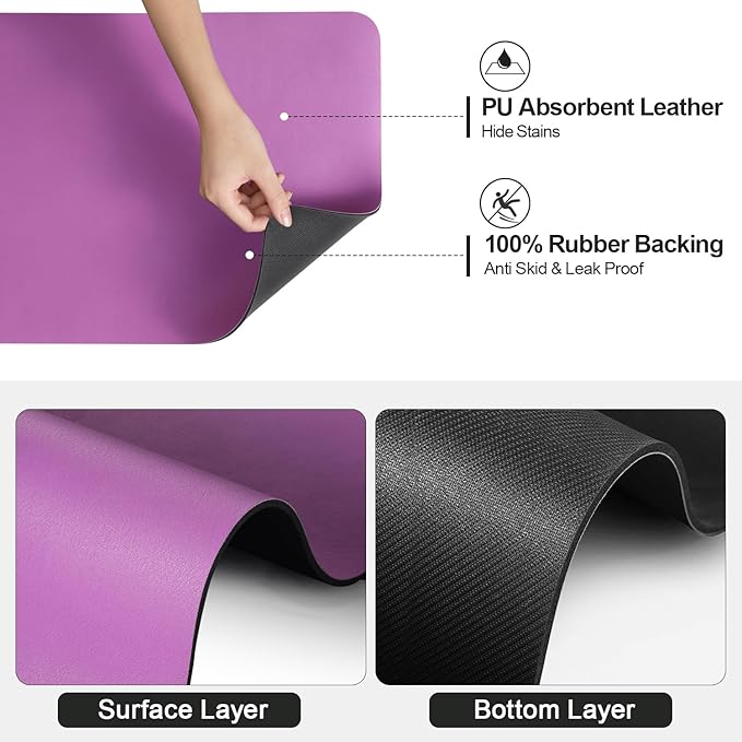 Ecotrim - Dish Drying Mat for Kitchen Counter | Coffee Bar Mat for Countertops | Heat Resistant Drainer Mat with Non-slip Rubber Backed | Hide Stain Kitchen Absorbent Draining Mat | Purple 16"x18"