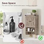 MAHANCRIS Bathroom Wall Cabinet, Farmhouse Medicine Cabinet with Adjustable Shelf, 3-Tier Wall-Mounted Storage Cabinet with 3 Hooks and Open Shelf, for Bathroom, Living Room, Kitchen, Greige