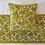 The HomeCentric King/Queen/Twin Chartreuse Designer Full 68"x18" Bed Runner Without Pillow Cover, Velvet, Floral Pattern Bed Scarf on Velvet Fabric - Enchanted Chartreuse