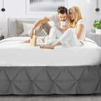 Nestl Grey Bed Skirt Cal King Size, Pinch Pleat Cal King Bed Skirt, 14" Inch Drop Cal King Bedskirt, Hotel Quality Grey Bed Skirts, Microfiber Bedskirt for Cal King Bed, Grey Cal King Bed Skirt