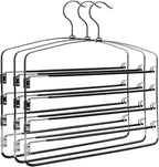 Multi-Layer Metal Pants Hangers, 3 Pack, 5 Swing Arms, Non-Slip