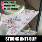Drawer and Shelf Liner for Cabinets, 12IN x 20FT Non-Adhesive and Strong Non-Slip Vintage Floral Shelf Cabinet Drawer Liners for Kitchen,Table,Bookshelves,Waterproof Cupboard Liners