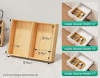 Bamboo Kitchen Drawer Organizer Boxes – 9" x 6" Stackable Wood Silverware Utensil Tray for Drawers Bins, Cutlery & Flatware Storage – Wooden Organizers Set of 2 for Junk Drawer, Bathroom, RV