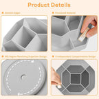 Cayxenful Pencil Pen Holder for Desk,9 Slots 360 Degree Rotating Desk Organizers,Desktop Storage Stationery Supplies Organizer, Cute Pencil Cup Pot For Office, School, Home(Grey)