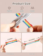 Kanemc 8 Pack Magnet Clips Cord Organizer, Rainbow Colored Reusable Cable Ties Silicone Wire Winder Straps For Travel Charging Cell Phone Cords Storage Whiteboard Markers Refrigerator Magnet