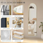 NEWBULIG 59"x16" Arched Full Length Mirror, Full Body Floor Mirror with Aluminum Alloy Thin Frame, Wall or Standing Mirror for Bedroom, Living Room, Dressing Room, Gold