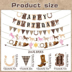 Horse Birthday Decorations,Pre-strung Horse Party Banners for Girls,Cowgirl Happy Birthday Decorations Western Horse Supplies Women