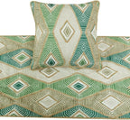 The HomeCentric King/Queen/Twin Green Designer King 90"x18" Bed Runner Without Pillow Cover, Aztec, Jute Embroidery, Quilted, Tassels, Jute, Moroccan & Tribal Bed Scarf Cotton Fabric - Chantico