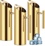 Funnymoom 3 Pack 53oz/1.5l Stainless Steel Water Pitcher Modern Metal Pitcher with Ice Guard Gold Carafe Drink with Handle or Iced Hot Drink Tea Juice Coffee Beer