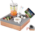 Couch Cup Holder Tray, Silicone Wooden Couch Caddy with Cup Holder for Snacks, Drinks, Remotes, Waterproof Cup Holder for Couch, Organizer, Couch Drink Holder, Sofa Cup Holder