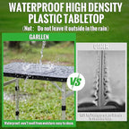 GARLLEN Camping Table with Waterproof High-Density Plastic Tabletop, 3 Adjustable Height Portable Folding Picnic Table, Aluminum Frame Outdoor Table for BBQ, Camping, Indoor Use, 22.8" L x 15.7" W