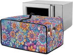 Boho Mandala Floral Print Microwave Oven Dust Cover with Storage Bags Universal Toaster Oven Cover Waterproof Polyester-Linen Fabric Kitchen Appliance Protector, L