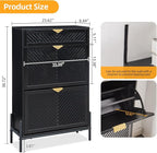 Shoe Cabinet Storage with 2 Flip Drawers, Narrow Hidden Shoes Organizer Cabinet for Entryway, Freestanding Slim Shoe Rack Front Door Entrance(Black)