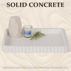 Concrete Decorative Tray for Coffee Table Decor, 14" Coffee Table Tray Ottoman Tray Table Centerpieces, Rectangular Modern Decorative Trays for Home Decor, Living Room, Entry, White