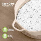 2-Pack Organic Bassinet Sheets for Girls, Boys - 100% Cotton Bassinet Mattress Sheets Compatible with Halo Bassinest Swivel Sleeper, Graco, Baby Delight, Chicco, Fitted Bassinet Sheets (KeaSafari)