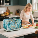 Convection Toaster Oven Dust Cover Washable Fabric Electric Appliance Protector, Easy to Clean Microwave and Convection Oven Dustproof Covers, L, Tea Gold Marble