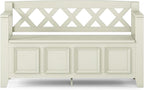 SIMPLIHOME Amherst Entryway Storage Bench - 48 inch Wide Solid Wood Hallway Seat in Antique White, Transitional Bench for Entryway or Living Room with Lift-Up Lid and Spacious Storage