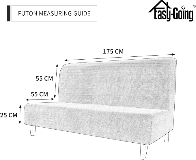 Easy-Going Stretch Futon Slipcover Armless Sofa Cover Furniture Protector Without Armrests Slipcover Soft with Elastic Bottom for Kids, Spandex Jacquard Fabric Small Checks(futon,Camel)