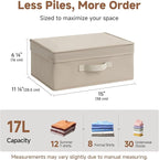 StorageWorks Storage Bins with Lid, Decorative Fabric Storage Bins with Handles, Stackable Closet Organizers for Shelves and Bedroom, Small, Light Brown, 2-Pack