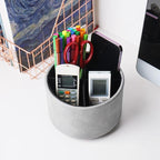 Round Leather Art Supply Organizer,Remote Control Holder,360 Degree Spinning,Multi-Functional Pencil Holder,4 Compartments Desktop Stationary Organizer(1-Crazy Blue)