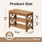 Bamworld Shoe Rack Bench with Storage 3 Tier Bamboo Shoe Bench Entryway Rustic Entryway Bench (X-Brown, 23.6 Inch