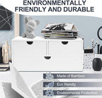 Charmewooden desk organizer with drawers countertop drawer organizer Tabletop Storage Organization Box Home Office Workspace Bathroom Toiletries Supplies (white)
