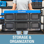 CleverMade Collapsible Storage Bins 62L (3-Pack) – Heavy Duty Collapsible Plastic Storage Bins, Large Stackable Folding Storage Bins for Garage, Car, Grocery & Home Organization - Stone