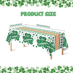 St. Patrick's Day Disposable Plastic Tablecloth 2 Pack, Green Shamrock Party Table Cover 54 x 108 Inch Rectangle, Lucky Irish St Patrick's Day Decorations for Holiday Party Supplies