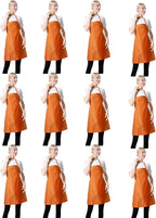 Orange Plain Bib Aprons Bulk in Big Size for Women Men Adult Chef Restaurant Cooking Baking Painting BBQ(Orange-12 pcs)