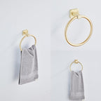Brusehd Light Gold Bathroom Hardware Set 4 Pieces,Bathroom Accessories Set Stainless Steel Wall Mounted, Hand Towel Bar, Towel Ring, Robe Towel Hooks,Toilet Paper Holder,Towel Bar Set, 23.6 Inch…