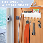 Magnetic Key Holder, Small Wall Mount Key Rack with Shelf for Fridge, 6 Metal Hooks, 9.65 Inch, 2 Installation Options, White