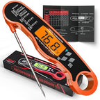 AWLKIM Digital Meat Thermometer with Doneness Chart, 2-Sec Instant Read Food Thermometer for Cooking, Grilling, Oven, Air Fryer - Waterproof Backlit Magnetic Flip Probe, Gift for Men, Dad - Orange