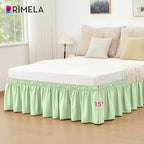 RIMELA Bed Skirt Queen Size Baby Green 15 Inch Drop, Wrap Around Elastic Bedskirt, Dust Ruffle for Adjustable Bed Base Soft Durable Fabric Machine Washable Easy to Install Bed Skirts