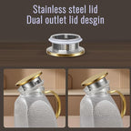 Glass Pitcher With Lid and Spout, 1.8 Liter 60 oz Glass Pitchers With Handle And Lid, Jug Water Pitchers For Fridge, Carafe Jar for Hot/Cold Water Iced Tea Juice Coffee Milk Beverage