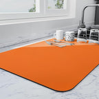Ecotrim - Dish Drying Mat for Kitchen Counter | Coffee Bar Mat for Countertops | Heat Resistant Drainer Mat with Non-slip Rubber Backed | Hide Stain Kitchen Absorbent Draining Mat | Orange 16"x24"