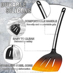 Umite Chef Thickened Kitchen Utensils Set- Silicone Cooking Utensils Set for Nonstick Cookware-Silicone Spatulas Set, Heavy Duty Stainless Steel Handle-Black Kitchen Gadgets Tools Set