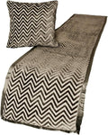The HomeCentric King Queen Twin Grey Decorative Queen 74"x18" Bed Runner with Pillow Cover, Crystals Bed Scarf on Velvet Fabric - Grey Crystal Chevy