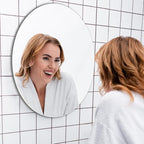 JUNEBRUSHS Oval Mirror, Acrylic Oval Bathroom Mirrors Unbreakable Frameless Wall-Mounted Mirrors for Wall Bedroom Home Decor
