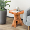 Small Side Table, Unique Design Live Edge Wood Stool, Freeform Natural Plant